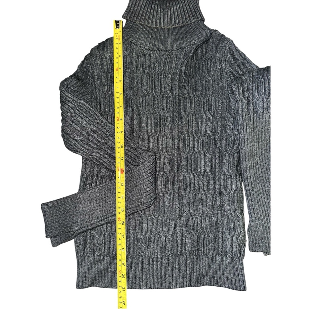 Zara Charcoal Cable Knit Turtleneck Sweater Women’s Medium Warm Fall Winter - Picture 5 of 6